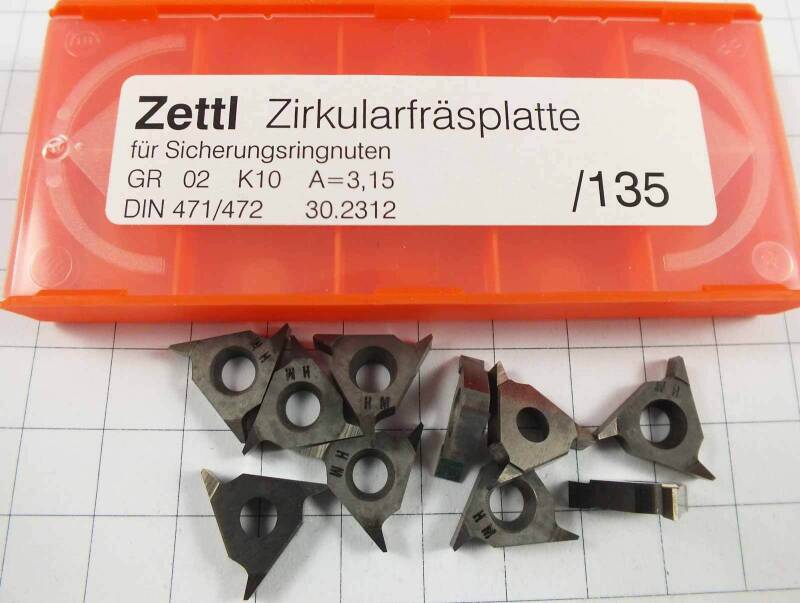 10 St. Zettl GR 02 K10 A=3,15 mm Zirkularfräsplatte Inserts neu NOS Mwst. /135