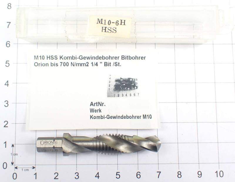 M10 HSS Kombi-Gewindebohrer Bitbohrer 13407200 Orion bis 700 N/mm2 1/4 " Bit