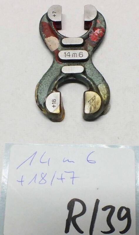 Grenzrachenlehre doppels. 14 mm CSE 14m6 +18/+7 gebraucht Rachenlehre R/39