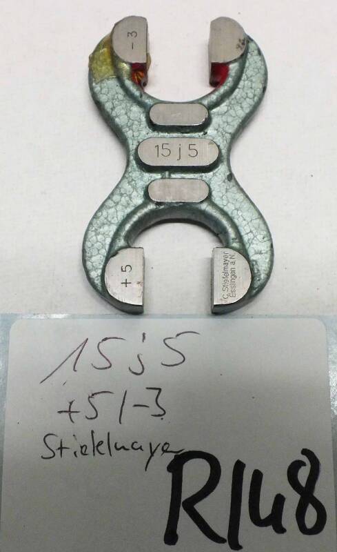 Grenzrachenlehre doppels. 15 mm Stiefelm. 15j5 +5/-3 gebraucht Rachenlehre R/48