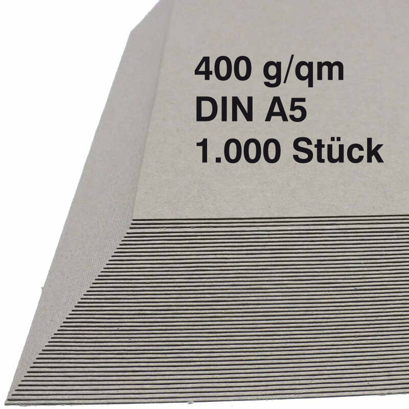 1.000 St. Maschinengraukarton Unterlegkarton 400 g/qm Graukarton DINA5 0,6 mm