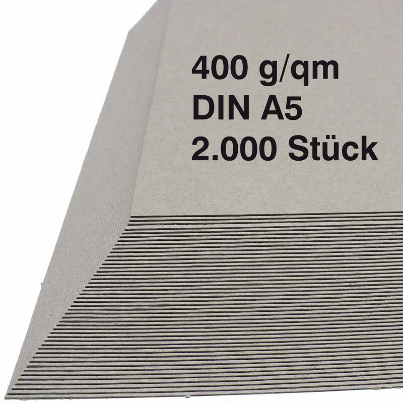 2.000 St. Maschinengraukarton Unterlegkarton 400 g/qm Graukarton DINA5 0,6 mm