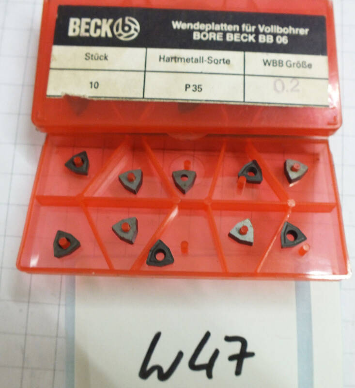 10 St. Bore Beck BB06 P35 WBB 0.2 Wendeplatten f. Vollbohrer NOS Inserts neu W47