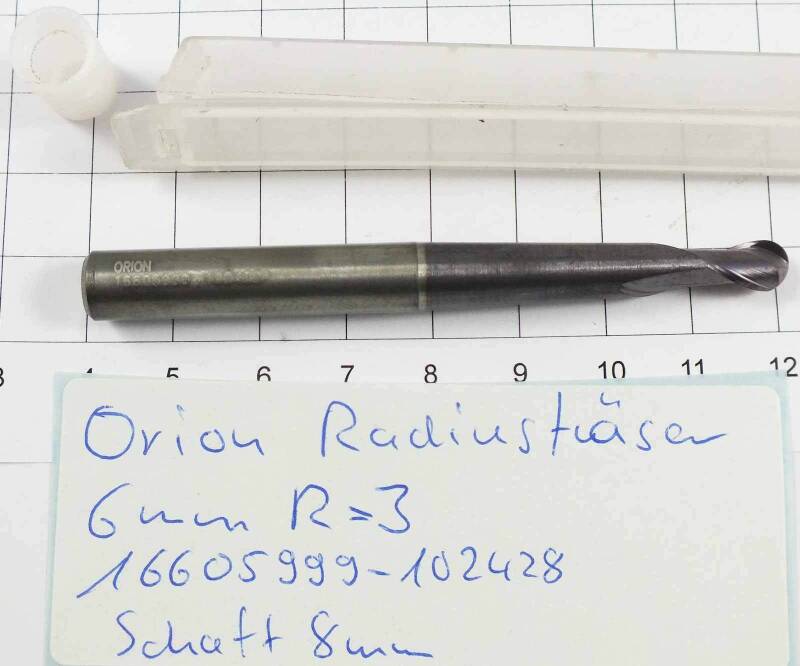 Radiusfräser R=3 mm VHM Orion 16605999 - 102428 Schaft 8 mm neu NOS Hahn + Kolb