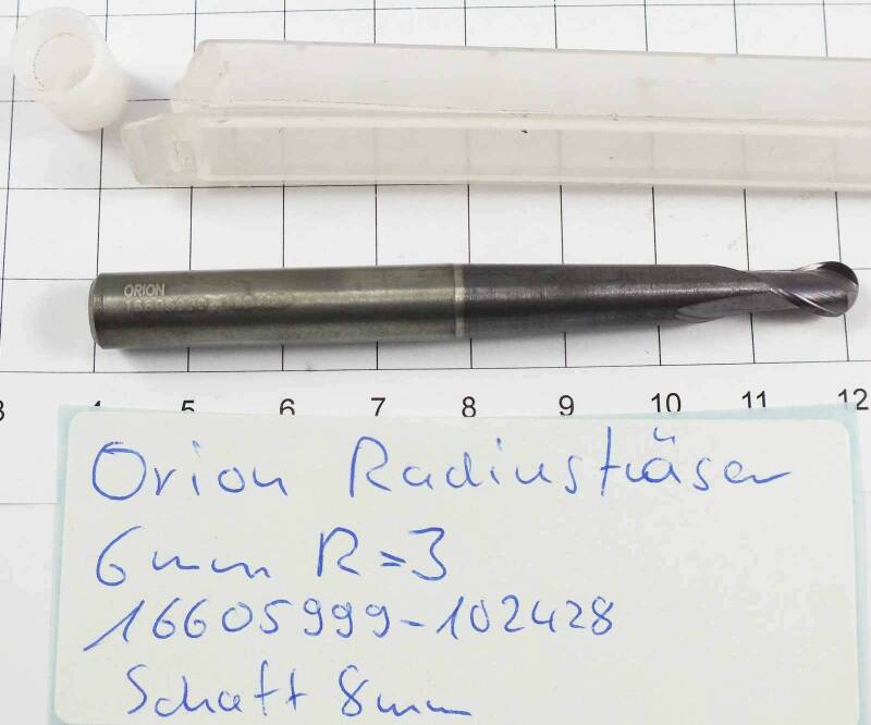 Radiusfräser R=3 mm VHM Orion 6 mm Schaft 8 mm neu NOS Hahn + Kolb X008