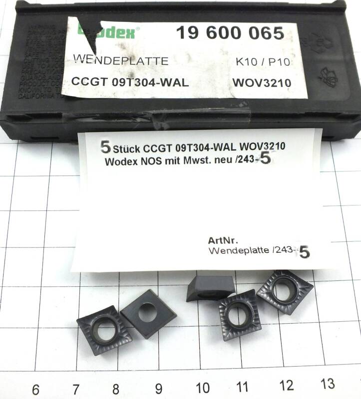 5 St. CCGT 09T304-WAL WOV3210 Wodex Wendeplatte Inserts NOS mit Mwst. neu /243-4