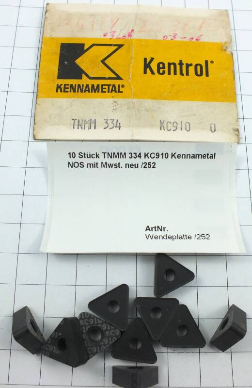 10 St. TNMM 334 KC910 Kennametal Wendeplatte Inserts NOS mit Mwst. neu /252