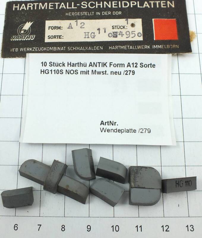 10  Stück Harthü ANTIK Form A12 Sorte HG110S NOS mit Mwst. neu /279