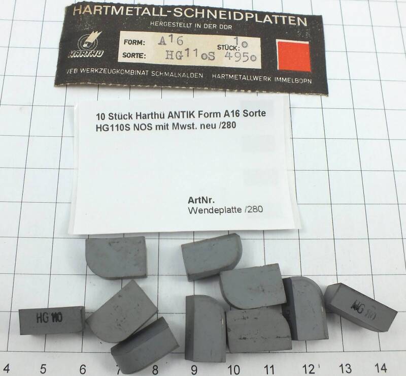 10  St. Harthü Form A16 Sorte HG110SWendeplatte Inserts NOS mit Mwst. neu /280