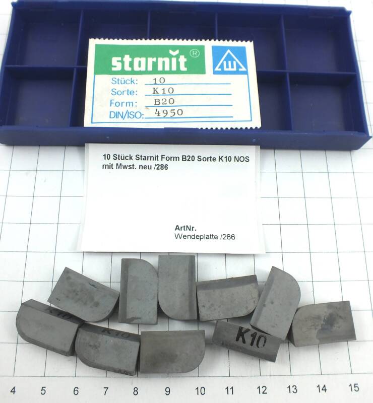 10  St. Starnit Form B20 Sorte K10 Wendeplatte Inserts NOS mit Mwst. neu /286