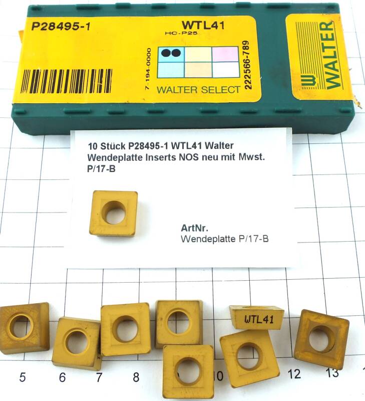 10 St. P28495-1 WTL41 Walter Wendeplatte Inserts NOS neu mit Mwst. P/17-B