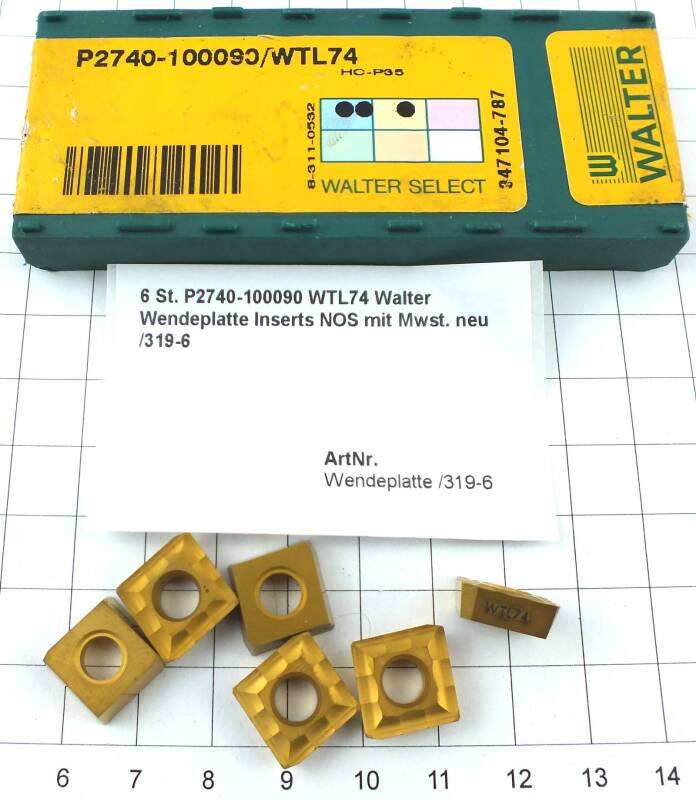 6 St. P2740-100090 WTL74 Walter Wendeplatte Inserts NOS mit Mwst. neu /319-6