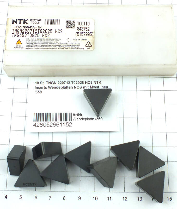 10 St. TNGN 220712 T02025 HC2 NTK Inserts Wendeplatte Ceramic NOS Mwst. neu /359