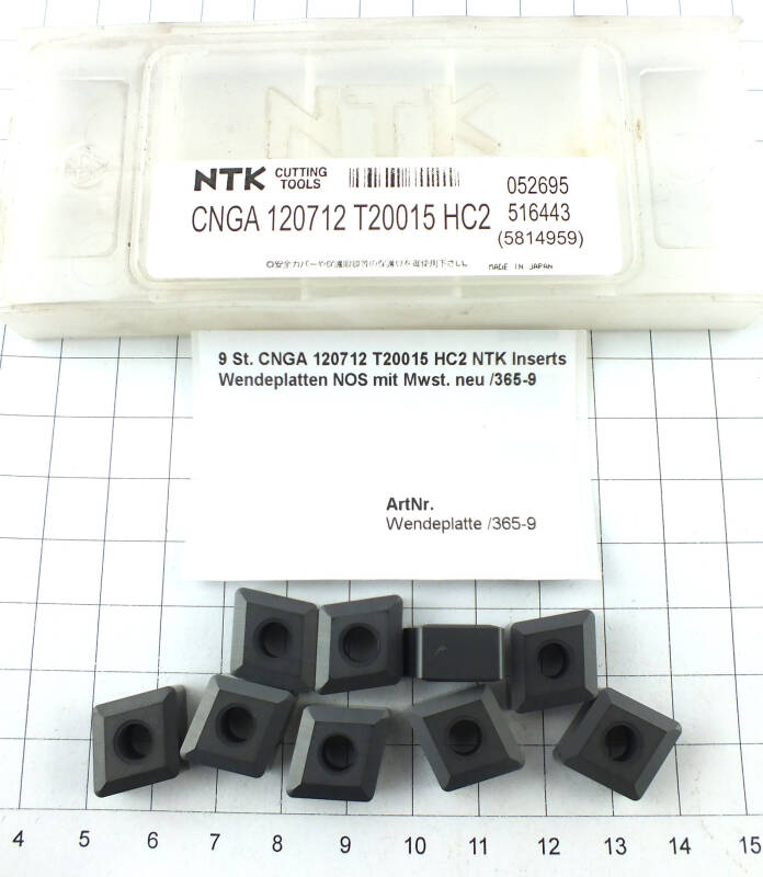 9 St. CNGA 120712 T20015 HC2 NTK Inserts Wendeplatte CeramicNOS Mwst. neu /365-9