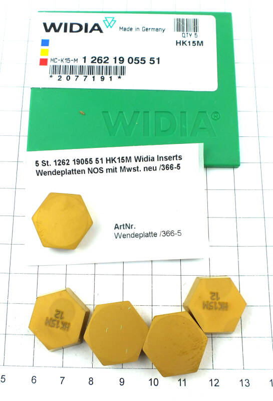 5 St. 1262 19055 51 HK15M Widia Inserts Wendeplatten NOS mit Mwst. neu /366-5