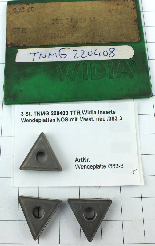3 St. TNMG 220408 TTR Widia Inserts Wendeplatten NOS mit Mwst. neu /383-3