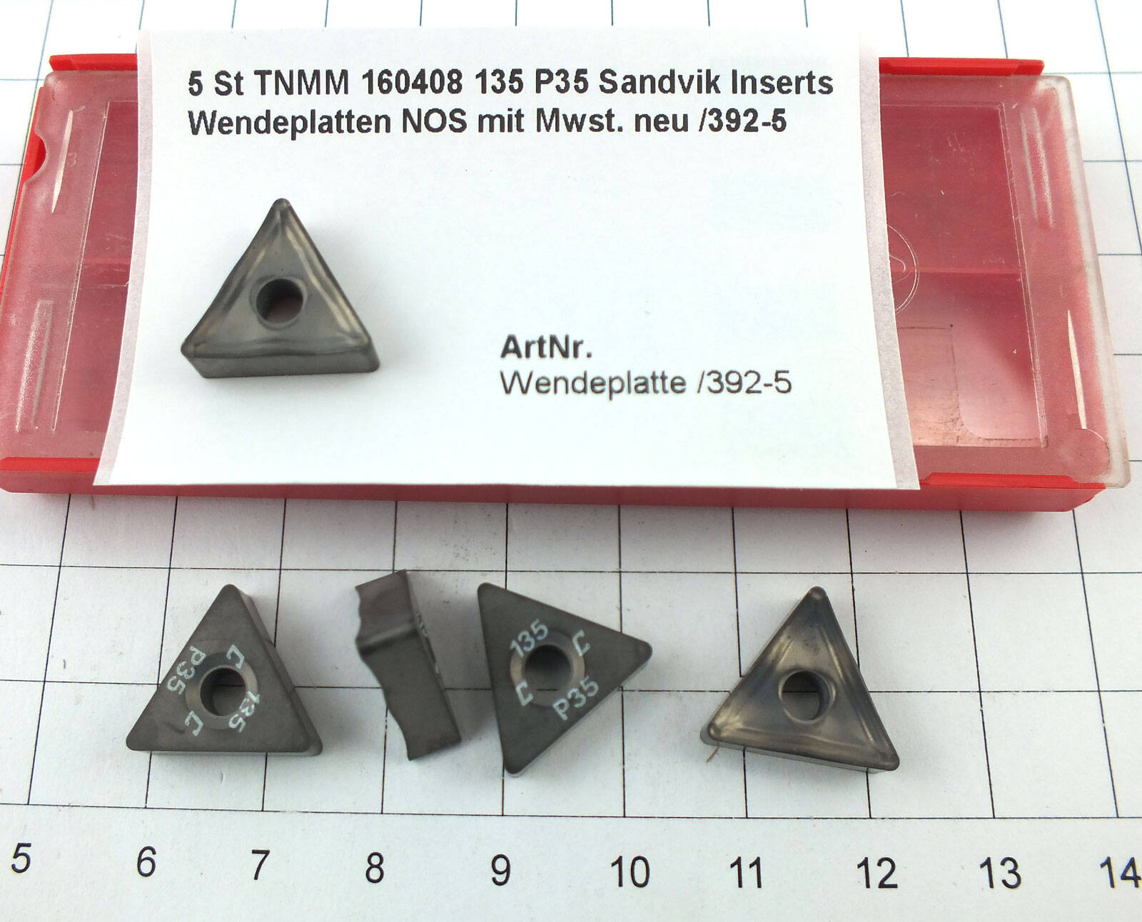 5 St TNMM 160408 135 P35 Sandvik Inserts Wendeplatten NOS mit Mwst. n, 13,80