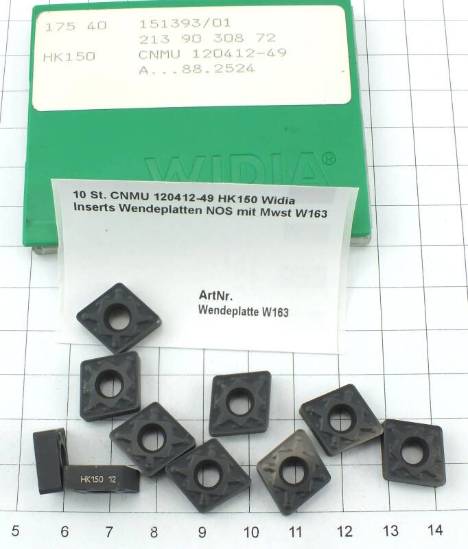 10 St. CNMU 120412-49 HK150 Widia Inserts Wendeplatten NOS mit Mwst W163
