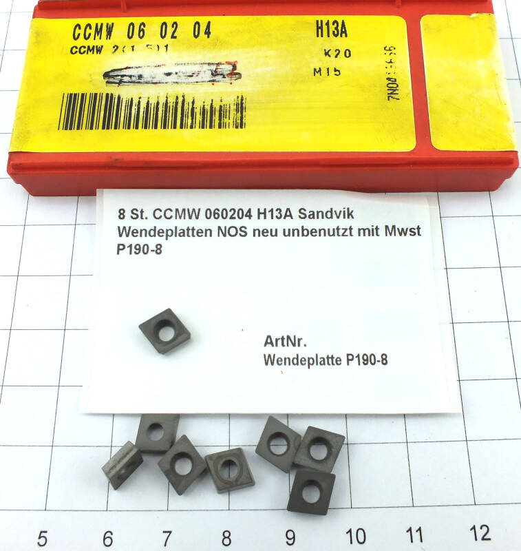 8 St. CCMW 060204 H13A Sandvik Wendeplatten NOS Wendeplatte Inserts   P190-8