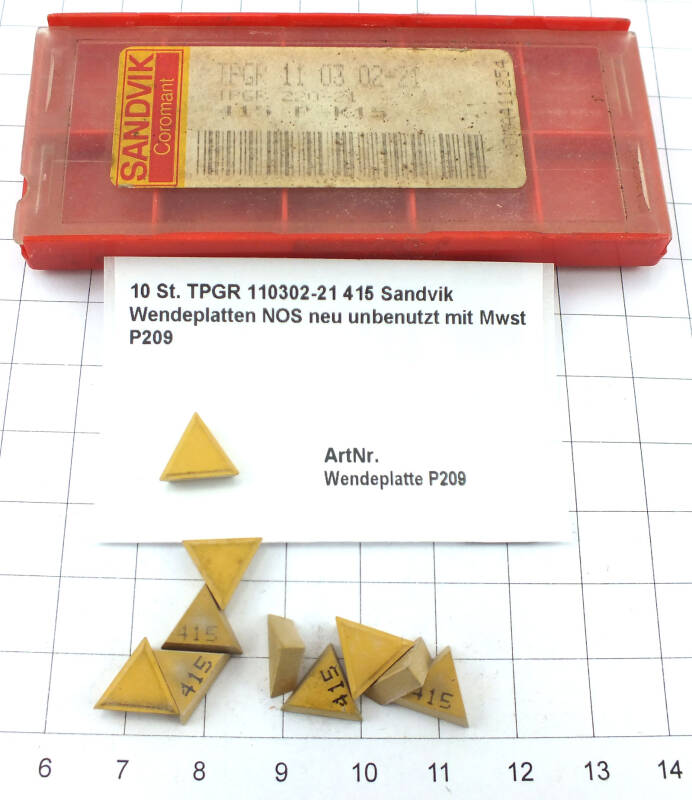 10 St. TPGR 110302-21 415 Sandvik Wendeplatten NOS neu Inserts mit Mwst P209