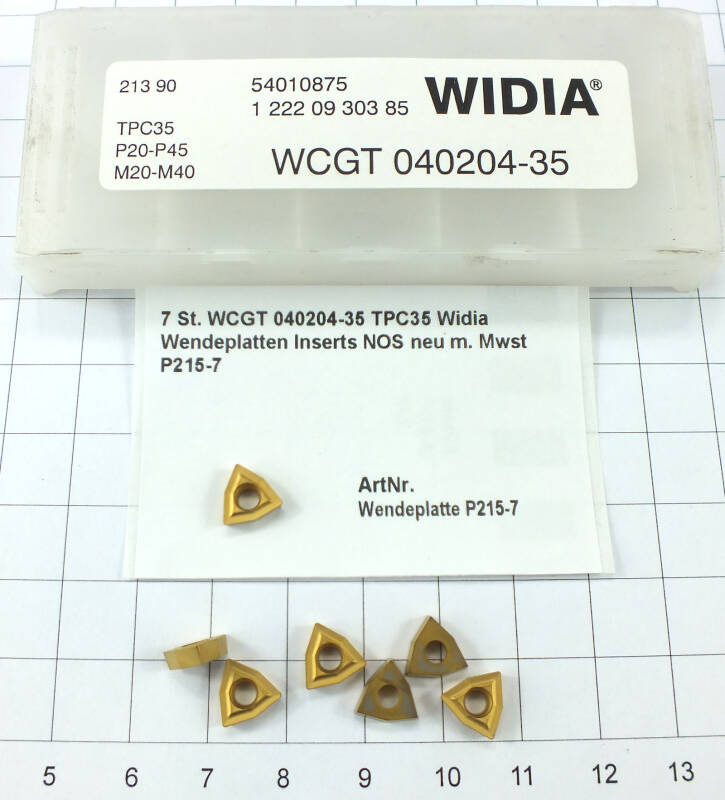7 St. WCGT 040204-35 TPC35 Widia Wendeplatten Inserts NOS neu m. Mwst P215-7