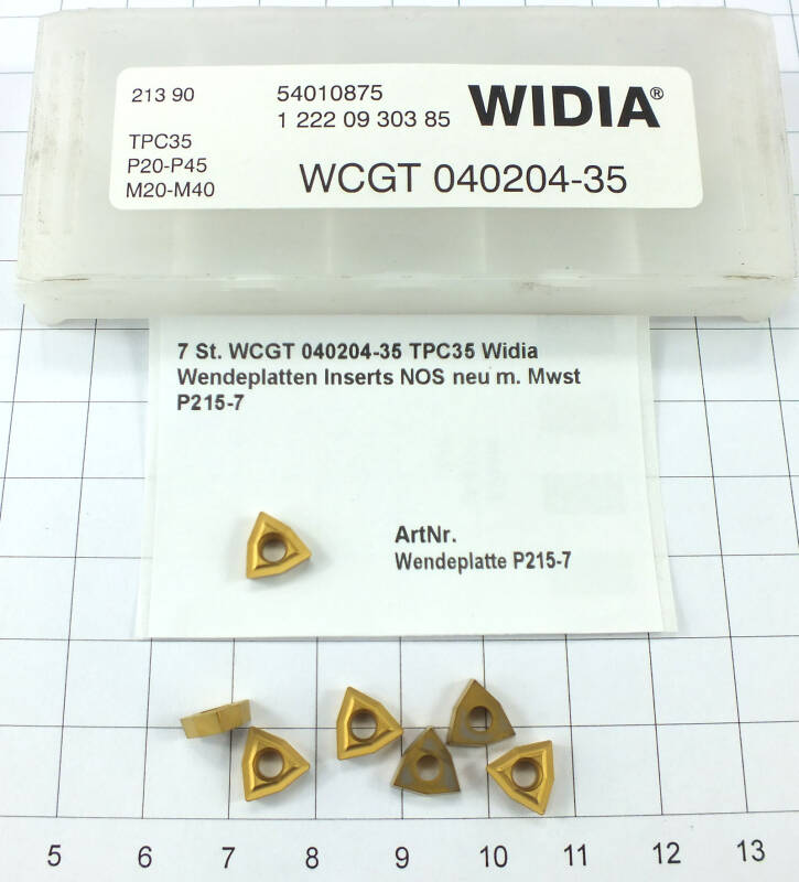 7 St. WCGT 040204-35 TPC35 Widia Wendeplatten Inserts NOS neu   P215-7