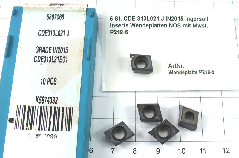 5 St. CDE 313L021 J IN2015 Ingersoll Inserts Wendeplatten NOS  . P218-5