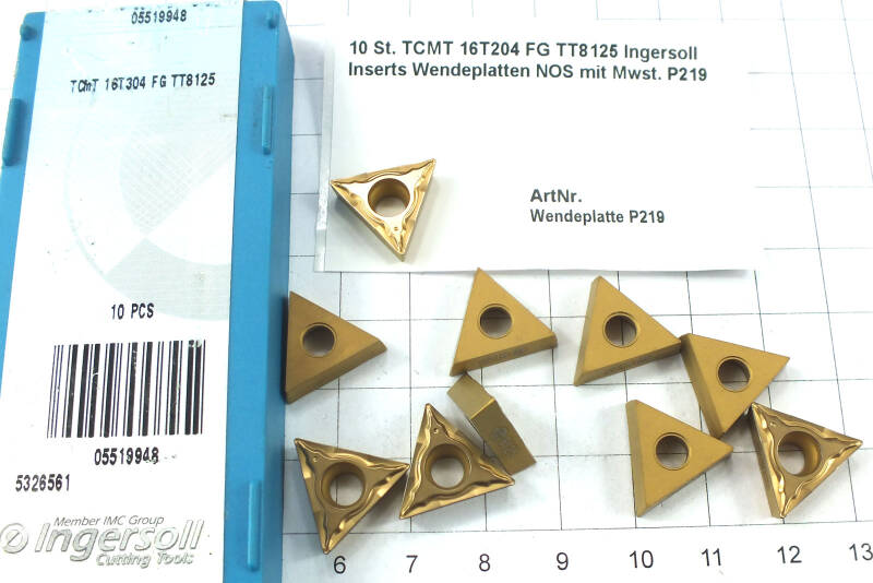 10 St. TCMT 16T204 FG TT8125 Ingersoll Inserts Wendeplatten NOS  . P219