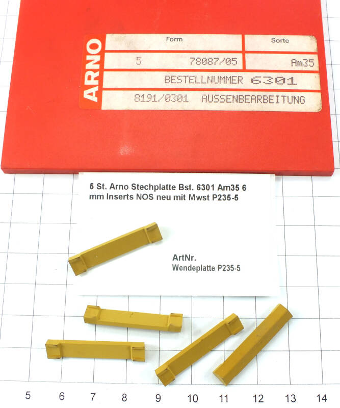 5 St. Arno Stechplatte Bst 6301 Am35, 6 mm breit Inserts NOS neu mit Mwst P235-5