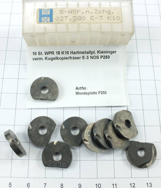 10 St. WPR 18 K10 Hartmetallpl. Kieninger verm. Kugelkopierfräser E-3 NOS P250