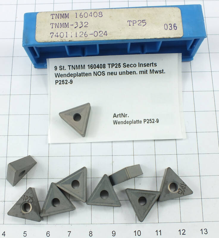 9 St. TNMM 160408 TP25 Seco Inserts Wendeplatten NOS neu unben.  . P252-9