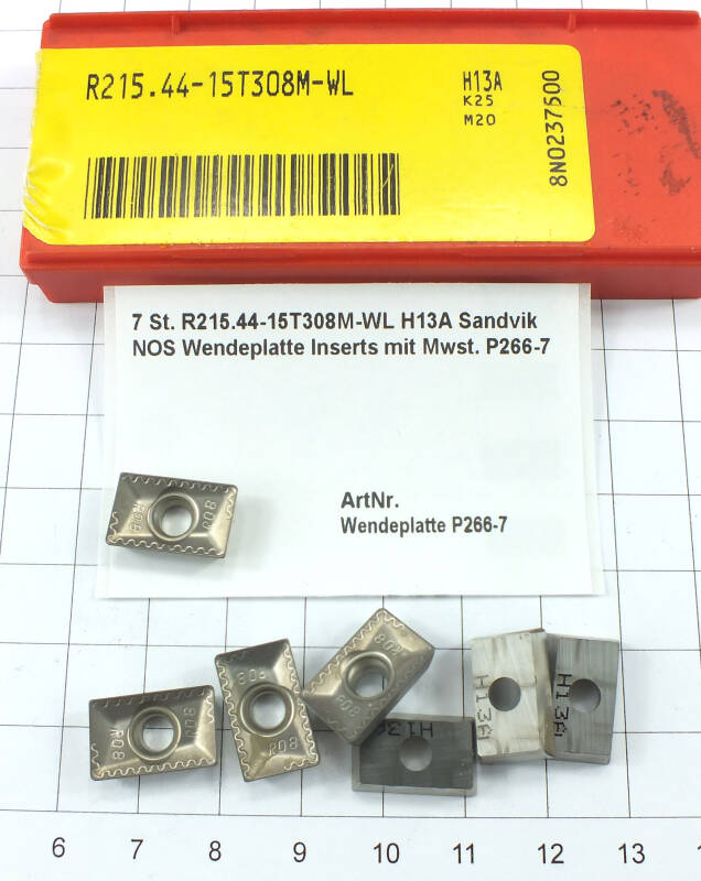 7 St. R215.44-15T308M-WL H13A Sandvik NOS Wendeplatte Inserts  . P266-7