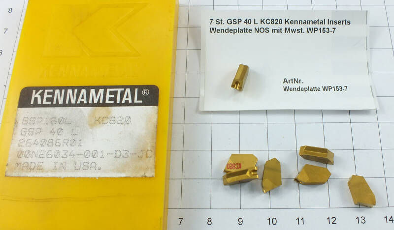 7 St. GSP 40 L KC820 Kennametal Inserts Wendeplatte NOS mit Mwst. WP153-7