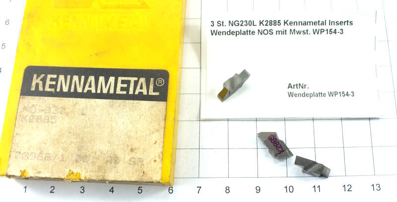 3 St. NG230L K2885 Kennametal Inserts Wendeplatte NOS mit Mwst. WP154-3