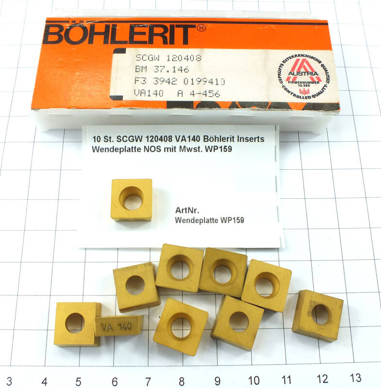 10 St. SCGW 120408 VA140 Böhlerit Inserts Wendeplatte NOS  . WP159