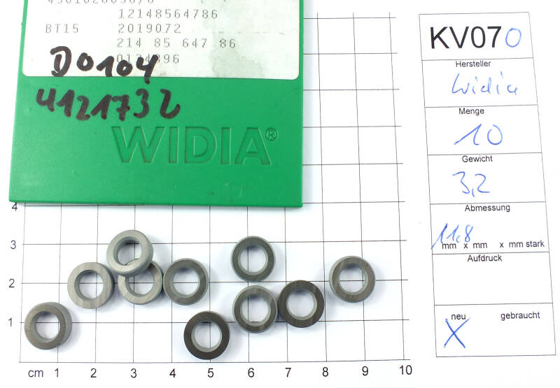 Posten Wendeplatten Inserts 10 Stück Widia  unbenutzt siehe Bild   KV070