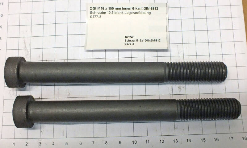 2 St. M16 x 150 mm Innen 6-kant DIN 6912 Schraube 10.9 blank Lageraufl. S277-2