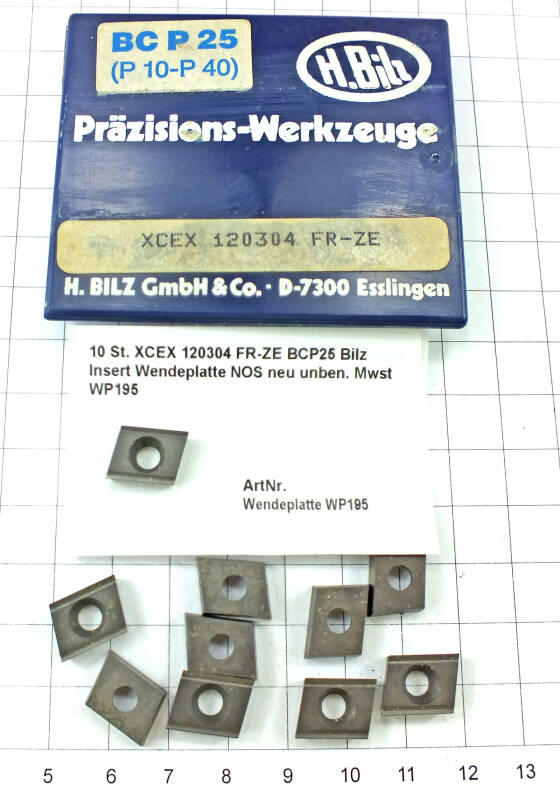 10 St. XCEX 120304 FR-ZE BCP25 Bilz Insert Wendeplatte NOS neu unben. Mwst WP195