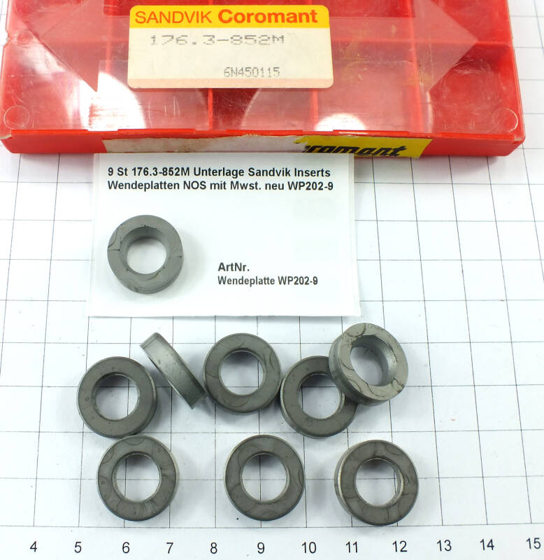 9 St 176.3-852M Unterlage Sandvik Inserts Wendeplatten NOS  . neu WP202-9