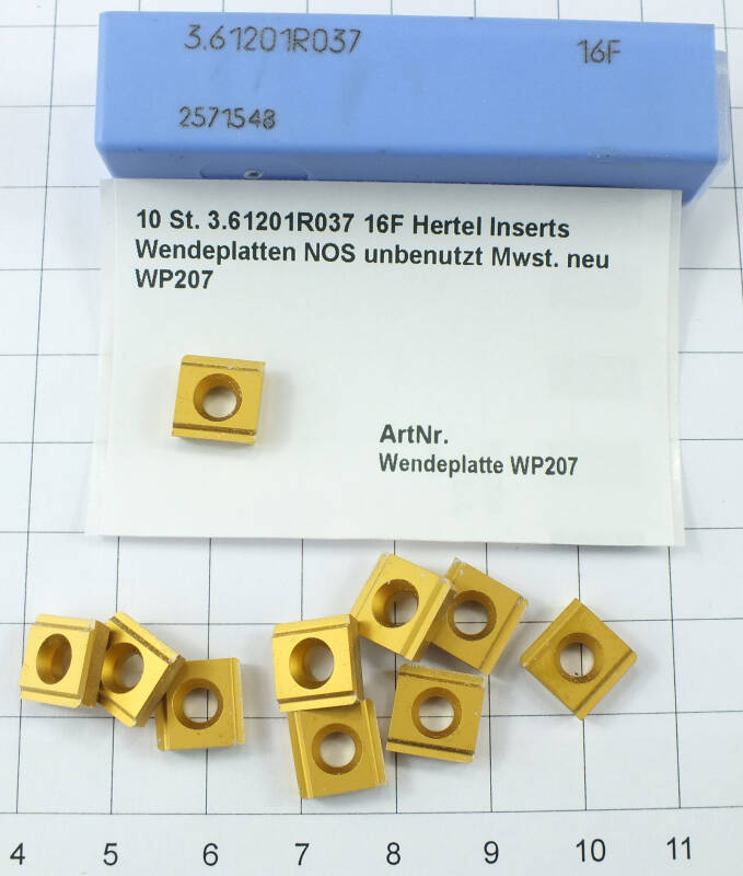 10 St. 3.61201R037 16F Hertel Inserts Wendeplatten NOS unbenutzt  . neu WP207