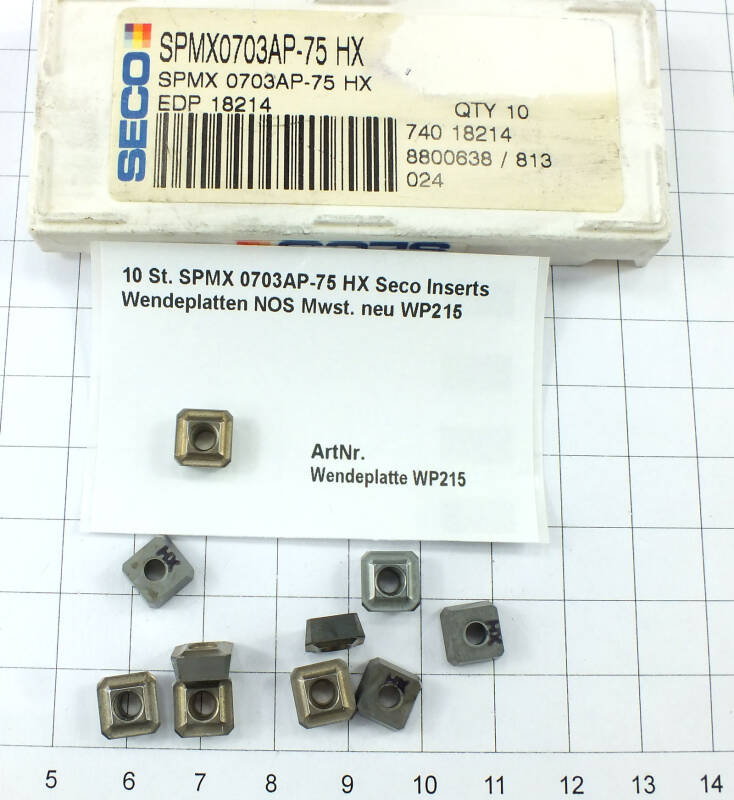 10 St. SPMX 0703AP-75 HX Seco Inserts Wendeplatten NOS Mwst. neu WP215