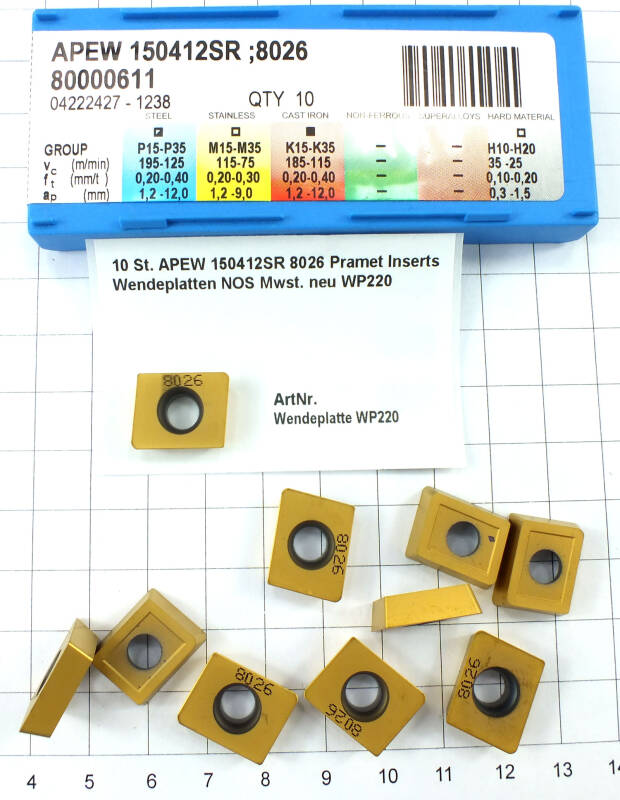 10 St. APEW 150412SR 8026 Pramet Inserts Wendeplatten NOS  . neu WP220