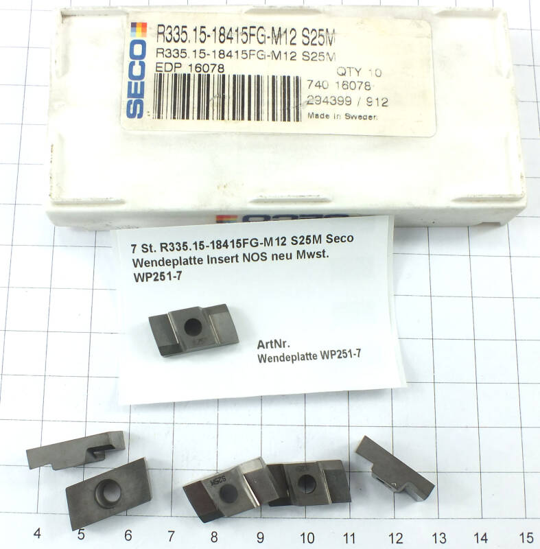 7 St. R335.15-18415FG-M12 S25M Seco Wendeplatte Insert NOS neu  . WP251-7