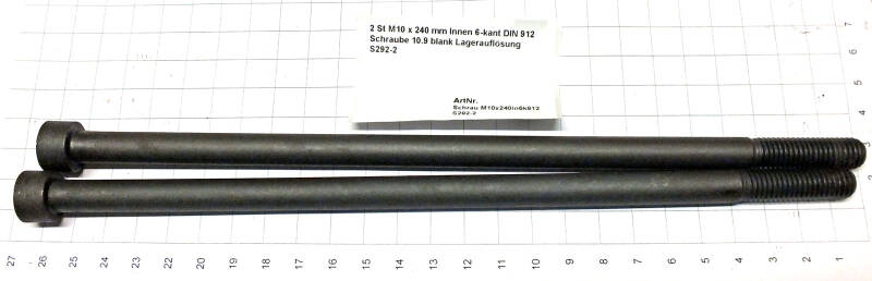2 St M10 x 240 mm Innen 6-kant DIN 912 Schraube 10.9 blank Lagerauflösung S292-2