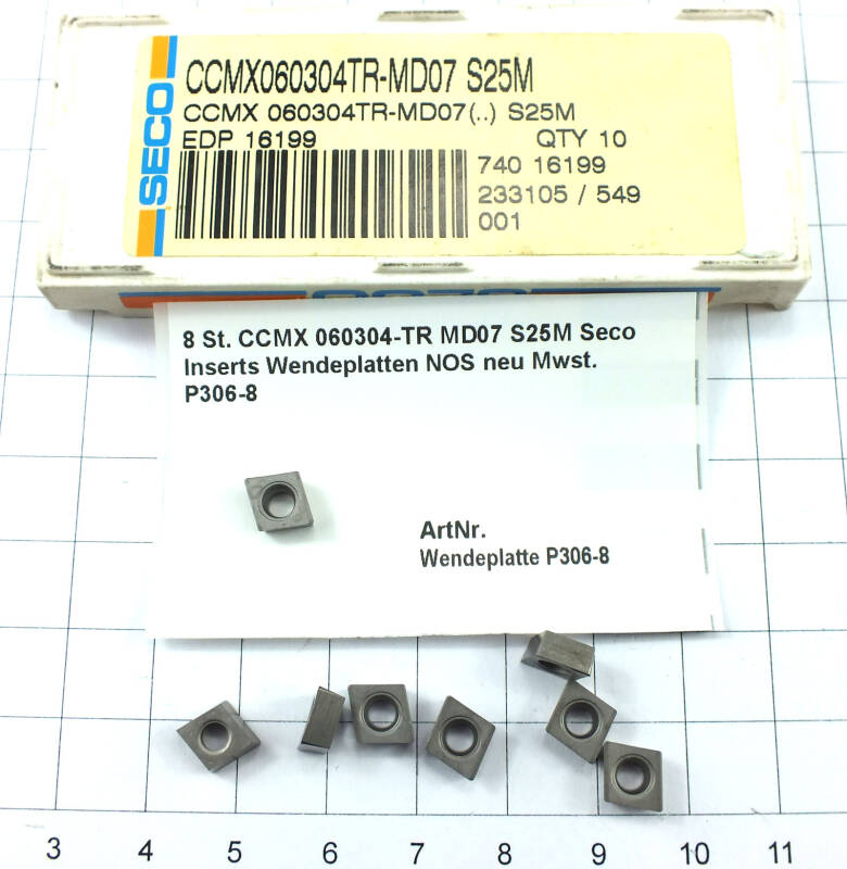 8 St. CCMX 060304-TR MD07 S25M Seco Inserts Wendeplatten NOS neu Mwst. P306-8