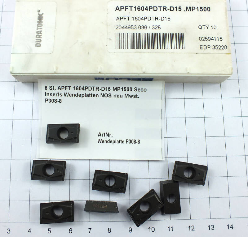 8 St. APFT 1604PDTR-D15 MP1500 Seco Inserts Wendeplatten NOS neu Mwst. P308-8