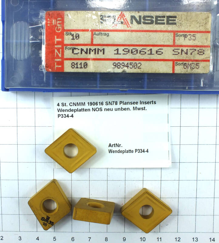 4 St. CNMM 190616 SN78 Plansee Inserts Wendeplatten NOS neu unben.  . P334-4