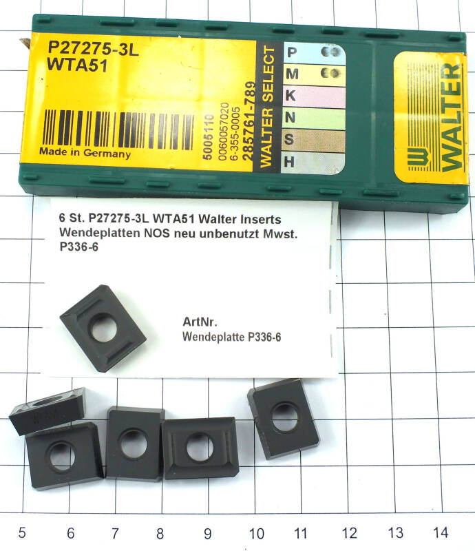 6 St. P27275-3L WTA51 Walter Inserts Wendeplatten NOS neu unbenutzt  . P336-6