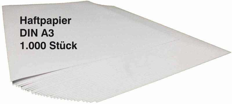 1000 St Haftpapier selbstklebendes Papier blanko Träger geschlitzt Offset DIN A3