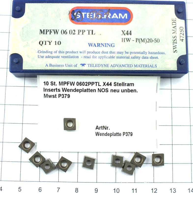 10 St. MPFW 0602PPTL X44 Stellram Inserts Wendeplatten NOS neu unben.   P379